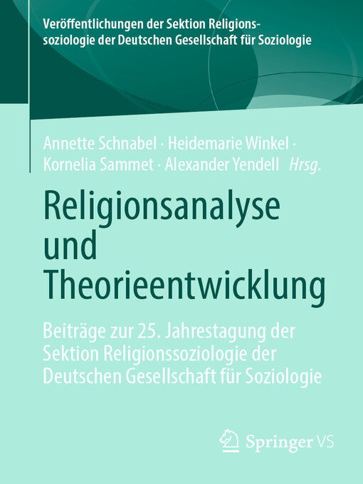 Title details for Religionsanalyse und Theorieentwicklung by Annette Schnabel - Available